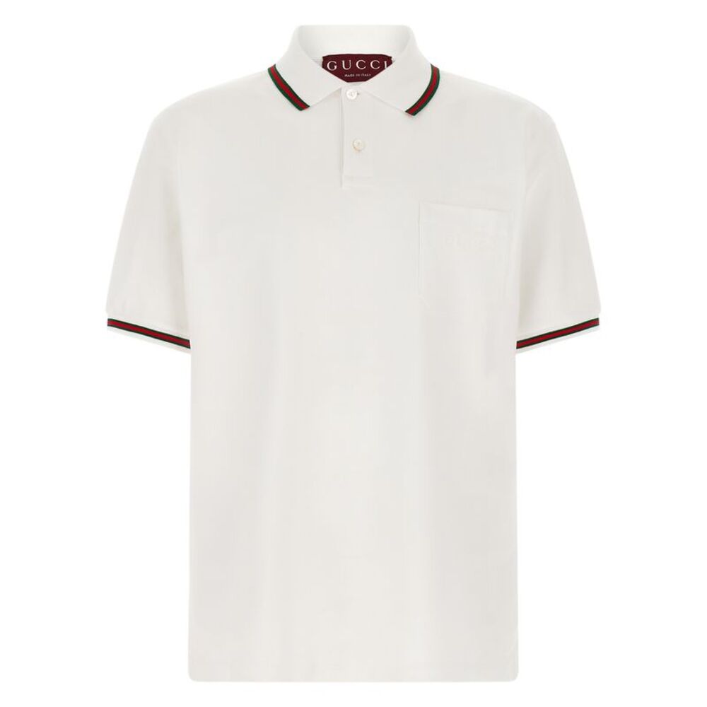 Gucci White Cotton Polo Men's Shirt